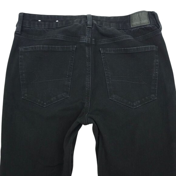 American Eagle Jeans The Dream Jean Size 14 Black Distressed Skinny Frayed Hem - Picture 12 of 13